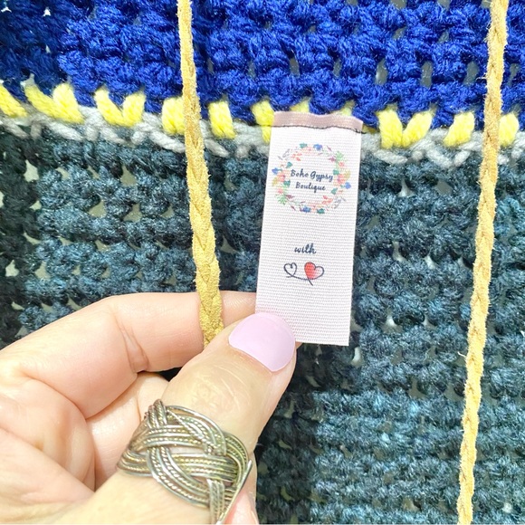 Artisan Patchwork boho cocoon kimono cover up w shabby chic granny cabin vibe - Picture 2 of 10